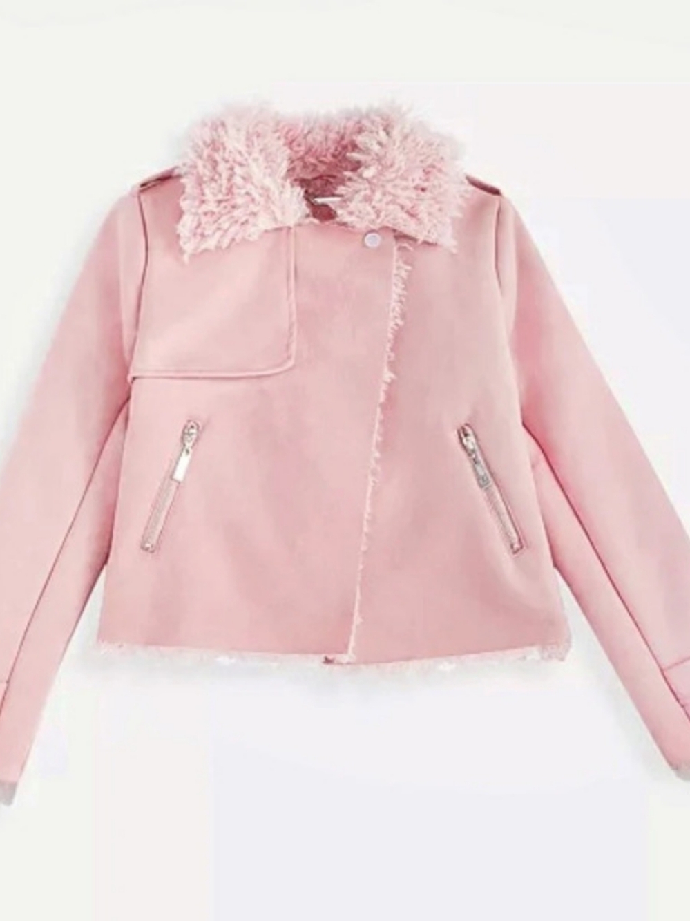 Girl size S JouJou Faux Fur Trim Jacket Pink Size Small NWT
